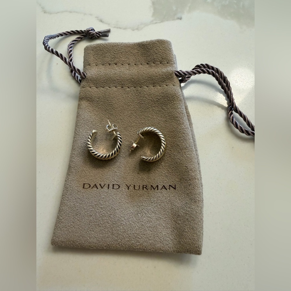 David Yurman Silver and Gold  Hoop Earrings ‘Cable Classics’